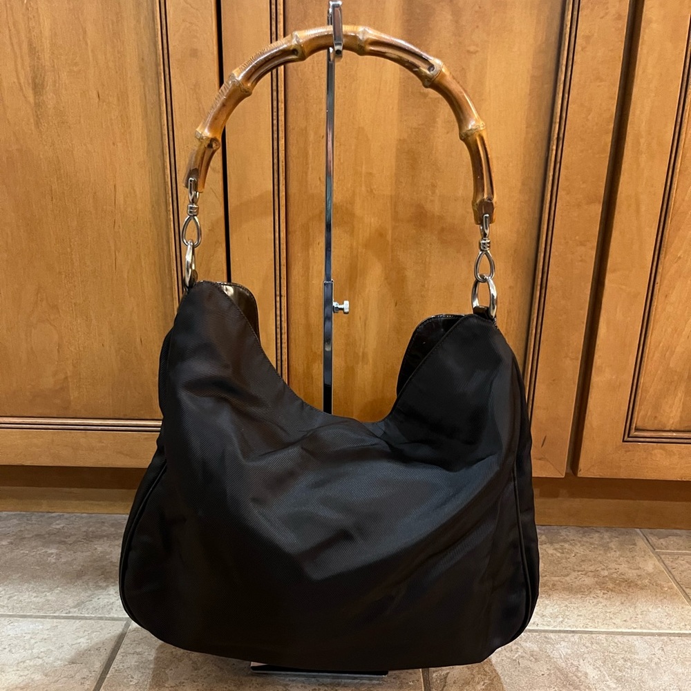 Gucci Nylon Diana Bamboo Shoulder Bag Great Condition 100% Authentic Large Size